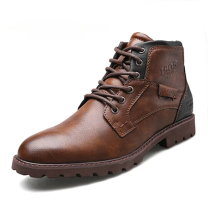 DAGY Plus Size Leather Men Comfortable High Work  Boots