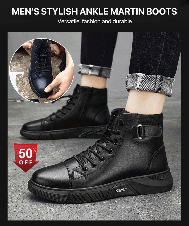 🔥Last Day 49% OFF! 2023 Men's Genuine Leather Martin Boots[Large Size 39-48 ]