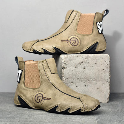 Men Large Size Handmade Cowhide Ankle Boots