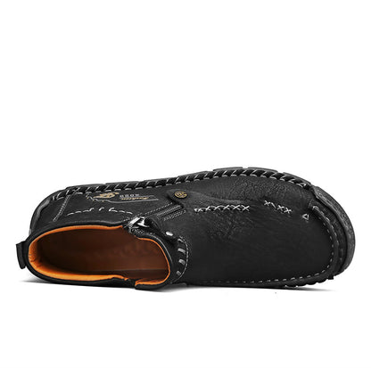 🔥Hot Save🔥 Men's Top-Quality Motorcycle Boots Hand-Stitched Genuine Leather Boots-Wide Toe, Waterproof, Anti-Slip, Anti-Sprain, Suitable for Work, Driving, Hiking