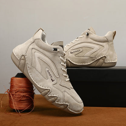 2023 New Couple Retro High Top Casual Shoes Leather Soft Bottom Non-Slip Work Shoes