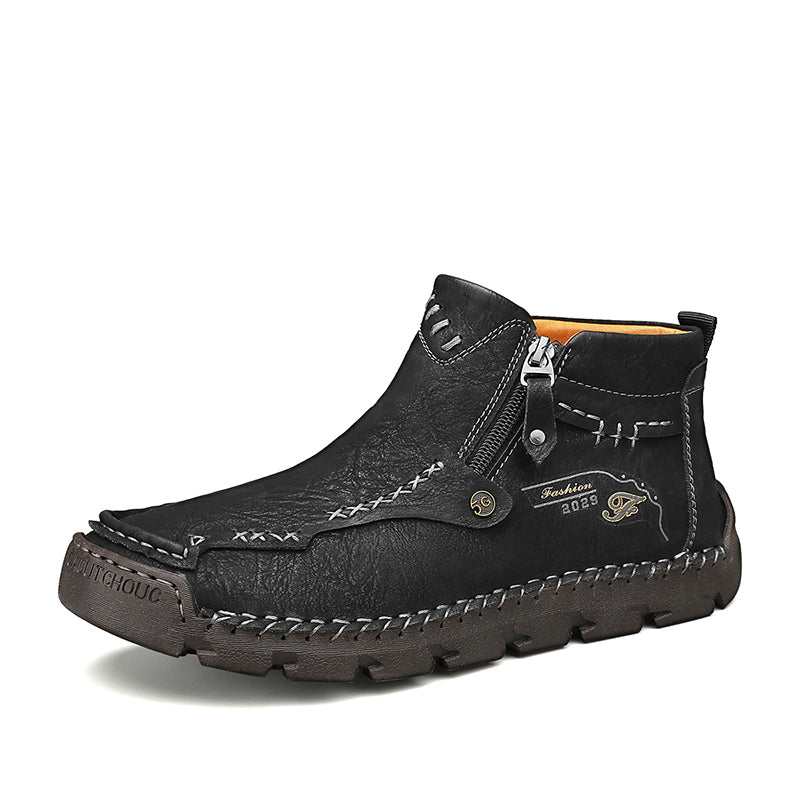 🔥Hot Save🔥 Men's Top-Quality Motorcycle Boots Hand-Stitched Genuine Leather Boots-Wide Toe, Waterproof, Anti-Slip, Anti-Sprain, Suitable for Work, Driving, Hiking