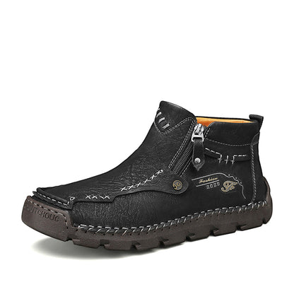 🔥Hot Save🔥 Men's Top-Quality Motorcycle Boots Hand-Stitched Genuine Leather Boots-Wide Toe, Waterproof, Anti-Slip, Anti-Sprain, Suitable for Work, Driving, Hiking