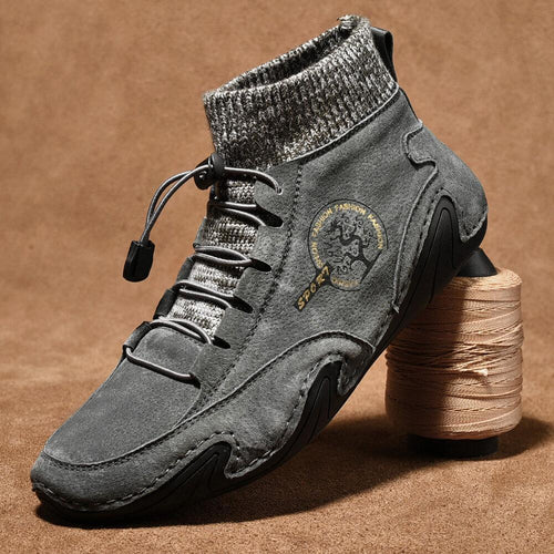 Men Handmade Leather Comfy Soft Sock Ankle Boots