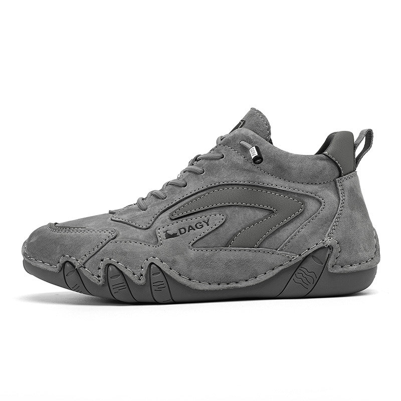 2023 New Couple Retro High Top Casual Shoes Leather Soft Bottom Non-Slip Work Shoes