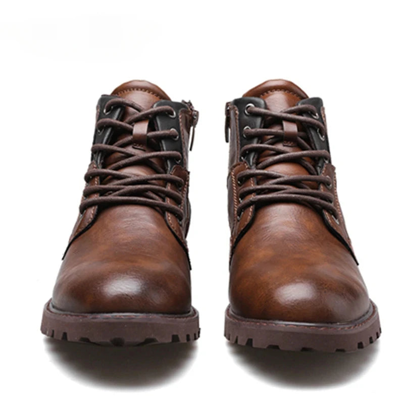 DAGY Plus Size Leather Men Comfortable High Work  Boots