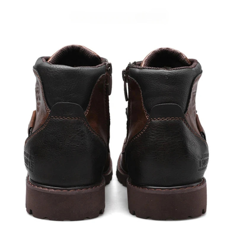 DAGY Plus Size Leather Men Comfortable High Work  Boots