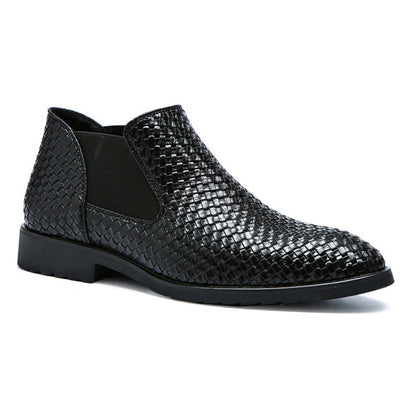 Men's Leather-strips Hand-knitted Chelsea Boots