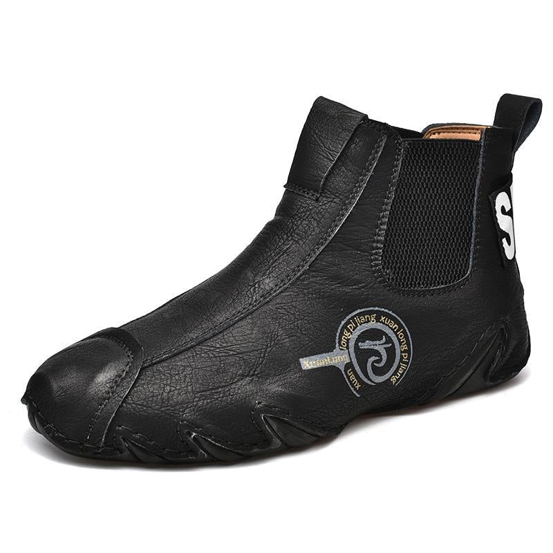 Men Large Size Handmade Cowhide Ankle Boots