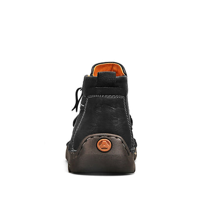 🔥Hot Save🔥 Men's Top-Quality Motorcycle Boots Hand-Stitched Genuine Leather Boots-Wide Toe, Waterproof, Anti-Slip, Anti-Sprain, Suitable for Work, Driving, Hiking