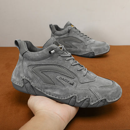 2023 New Couple Retro High Top Casual Shoes Leather Soft Bottom Non-Slip Work Shoes