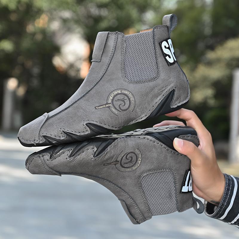 Men Large Size Handmade Cowhide Ankle Boots