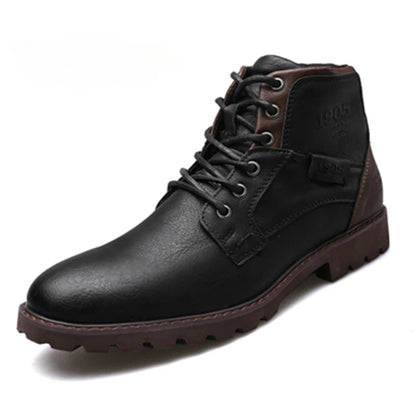 DAGY Plus Size Leather Men Comfortable High Work  Boots
