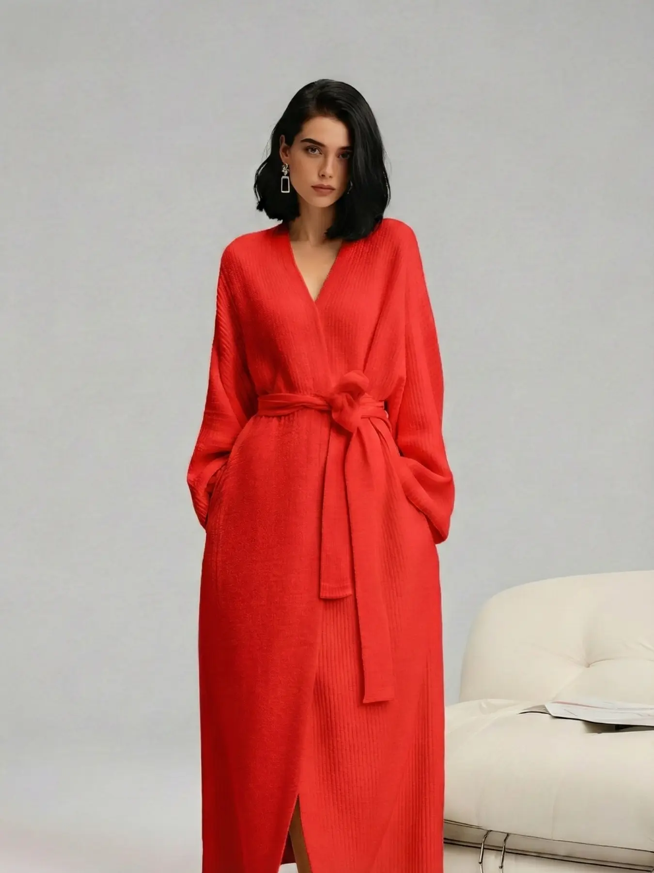 Women’s Soft Plush Lounge Robe – Cozy Bathrobe for Home & After Shower