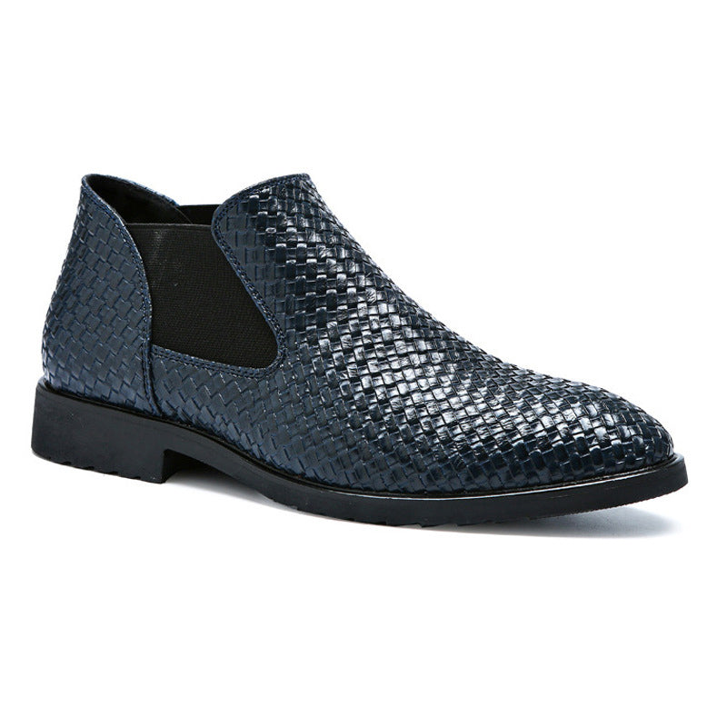 Men's Leather-strips Hand-knitted Chelsea Boots