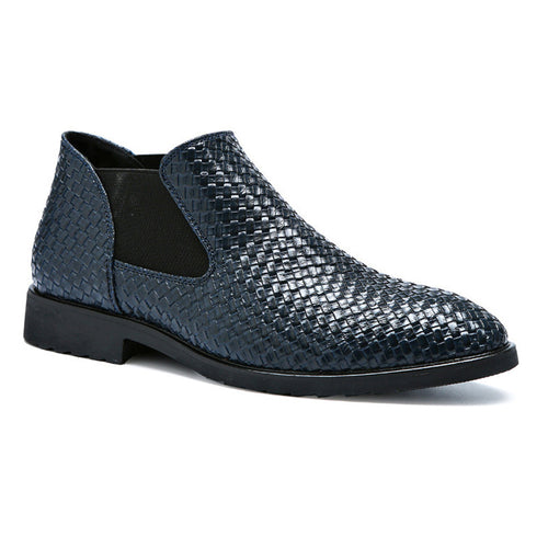 Men's Leather-strips Hand-knitted Chelsea Boots