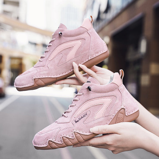 2023 New Couple Retro High Top Casual Shoes Leather Soft Bottom Non-Slip Work Shoes