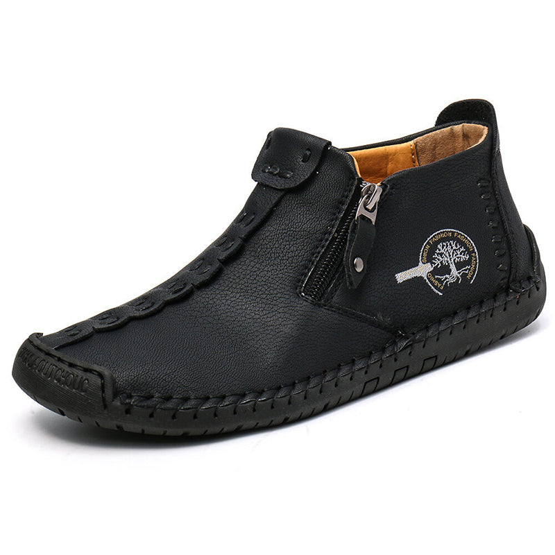 Men's new large size zipper outdoor leisure hand-sewn tooling boots
