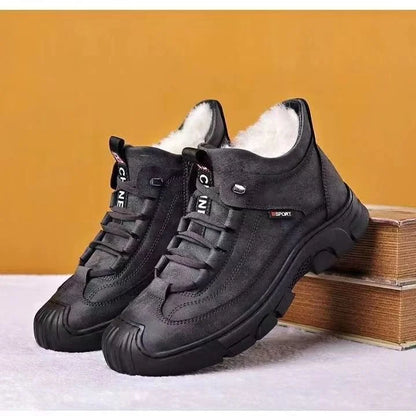 Men's winter wool leather boots are fashionable warm boots