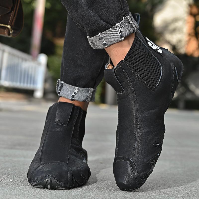 Men Large Size Handmade Cowhide Ankle Boots