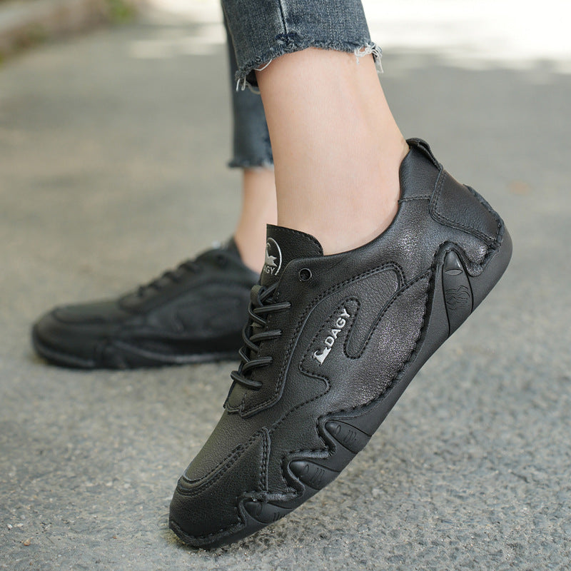2023 New Couple Retro High Top Casual Shoes Leather Soft Bottom Non-Slip Work Shoes
