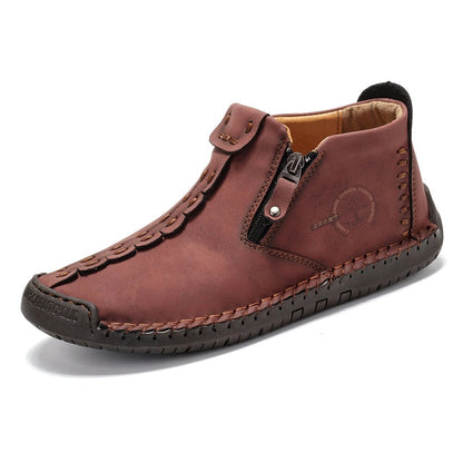Men's new large size zipper outdoor leisure hand-sewn tooling boots