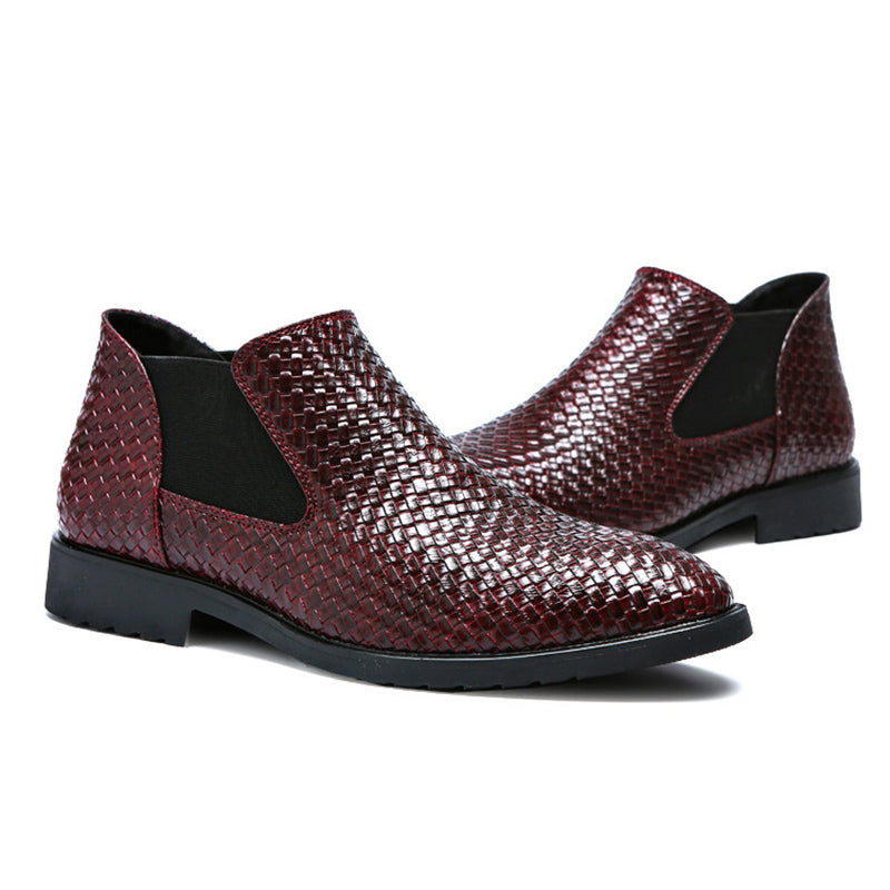 Men's Leather-strips Hand-knitted Chelsea Boots
