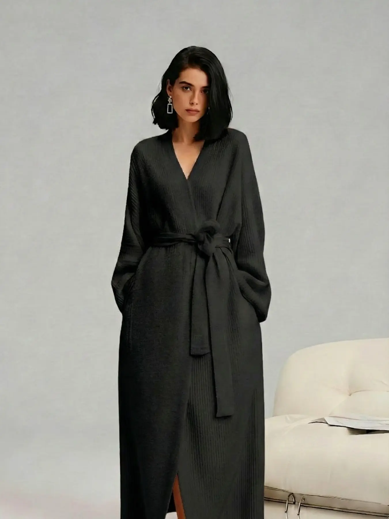 Women’s Soft Plush Lounge Robe – Cozy Bathrobe for Home & After Shower