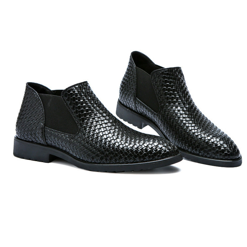 Men's Leather-strips Hand-knitted Chelsea Boots