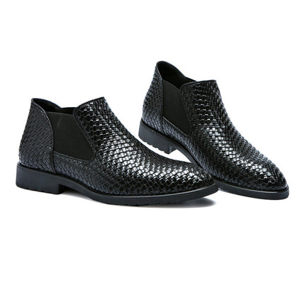 Men's Leather-strips Hand-knitted Chelsea Boots
