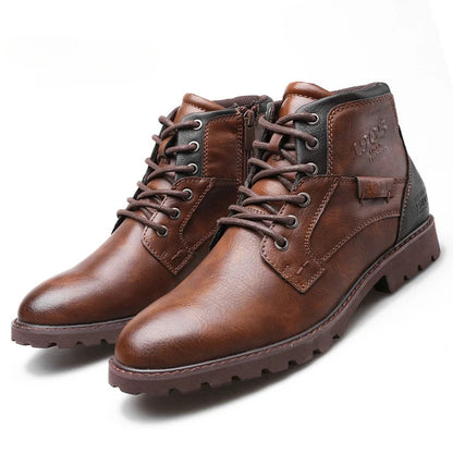 DAGY Plus Size Leather Men Comfortable High Work  Boots