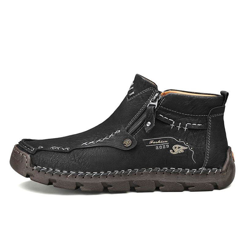 🔥Hot Save🔥 Men's Top-Quality Motorcycle Boots Hand-Stitched Genuine Leather Boots-Wide Toe, Waterproof, Anti-Slip, Anti-Sprain, Suitable for Work, Driving, Hiking