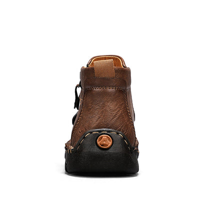 🔥Hot Save🔥 Men's Top-Quality Motorcycle Boots Hand-Stitched Genuine Leather Boots-Wide Toe, Waterproof, Anti-Slip, Anti-Sprain, Suitable for Work, Driving, Hiking