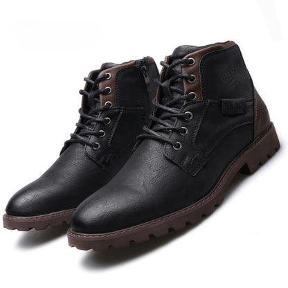 DAGY Plus Size Leather Men Comfortable High Work  Boots